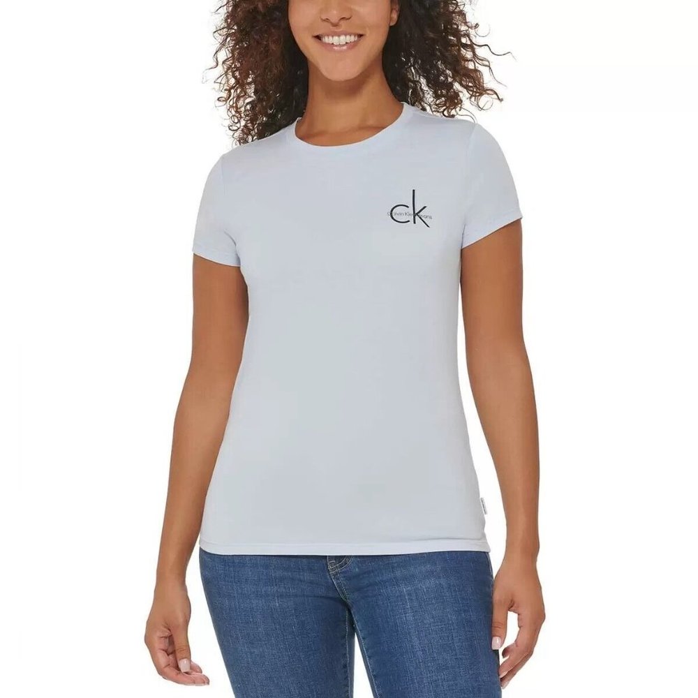 NWT Calvin Klein Jeans Women's Super Soft Logo Tee Blue Size M $40 4D150